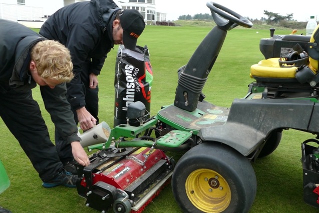 Overseeding with fescue mix with the Dyna-Seeders