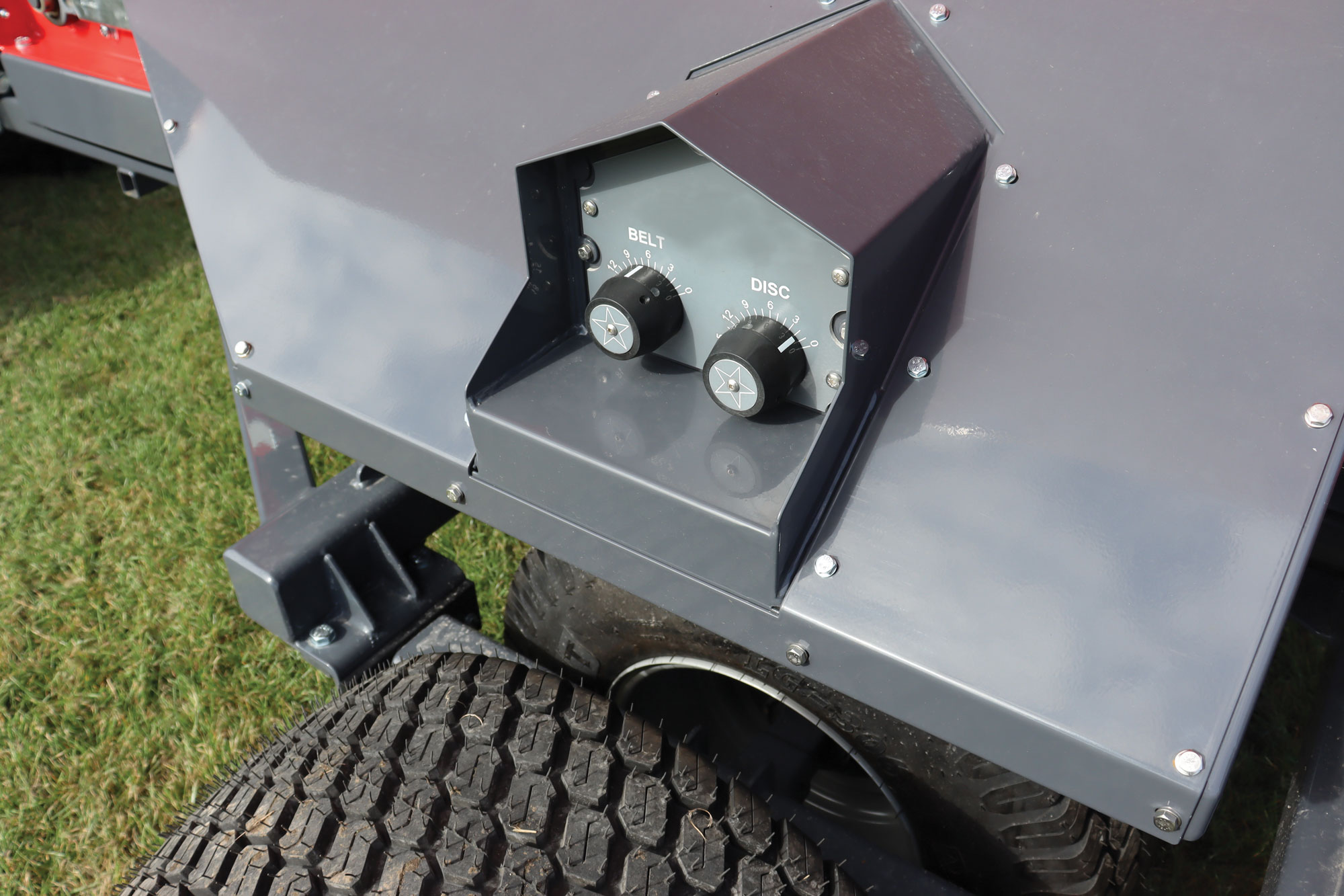 Belt and spinner speed adjusters with remote switching.